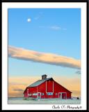 Red Barn with a Full Moon