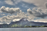 Lake Lucerne and Mount Pilatus with his clouds