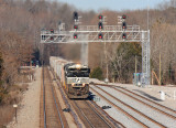 Southbound NS 40A passes through the new CP at Burnside, with the new yard tracks on the right. 