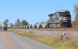 Train Z0A (second section of 60A) rolls down the tangent in front of the Waddy firehouse 