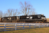 A pair of new EMDs lead Eastbound coal near Talmage 