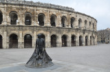 Statue de Nimeo II devant les Arnes de Nmes.