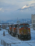 Wenatchee  Sleeper Track WIth Engines On A Winter Afternoon
