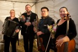 (L to R) Elizabeth Jones accordion, Justin Screen clarinet, Martin Lee violin and Rachel Whealy cello