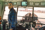 Captain John Butrimo taking freight cars across the Detroit River