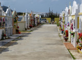 An above ground cemetery beside the church