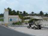 One of Nathans golf carts at the entrance to the port