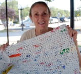 Sleeping mats for the homeless crocheted from plastic bags!