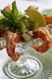 Jerk Shrimp with Armenian Cucumber and Kiwi Salsa