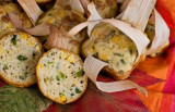 Chili and Cheese Corn Husk Muffins with Pumpkin Seed Topping