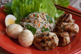 Grilled Garlic Chicken with Rice Noodle Salad and Chinese Tea Eggs