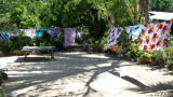 Dyed Fabric drying on the Clotheslines