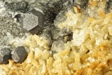 Galena cuboctahedra to 12mm with ankerite on drusy quartz. Smallcleugh Mine, Nenthead, Alston Moor.