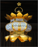 <p> Golden lantern at Kitano Shrine - Kyoto </p>