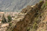 Incan structures and modern sructures in Ollantaytambo