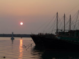 Sunset with fishing boats