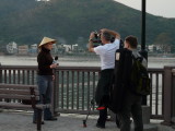 A crew taking Tai O sunset view