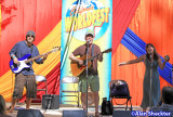 KZFR songrwriting contest co-winner Christ Schadt (center) w/Johnny Lombardo and Dorrie Keefe - Oak Tree Stage