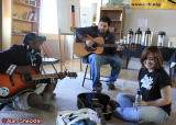 Jaquan Sayres (from left), Daniel Vera, and Sasa Mae jam and rehearse