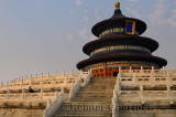 Tourist at Hall of Prayer for Good Harvests at Temple of Heaven Park Beijing at sunset