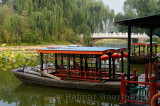 River boats moored at Peng Bridge Zizhuyuan Purple Bamboo Park Beijing
