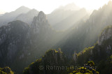 Streaks of morning light on Camel Back Peaks from Refreshing Terrace North Sea Huangshan Mountain China