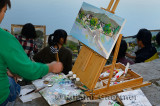 Oil Painting canvas on easel at South Lake in Hongcun World Heritage Site Anhui Province China