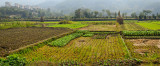 Panorama of Hilltop village and culitvated farm fields at Yanggancun village China