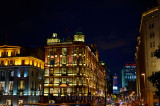 Colorful lights at night on the South Building Peace Hotel Nanjing road the Bund Shanghai China