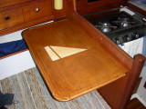 aft one of two BEAUTIFUL  custom galley tables