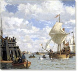 painting of the original little boat NONSUCH, sailing from London 1668 . . . returned to port 1669