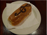 Treble clef coffee eclair