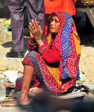 Begging outside Temple