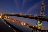 Benjamin Franklin Bridge at night from Camden, NJ