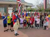 Fife and Drum Corps with kids reciting the Pledge of Allegiance