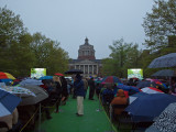 Commencement ceremony at Wilson Commons in the rain