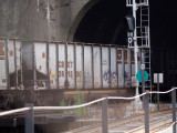 Railcars rolling into the tunnel