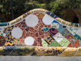 Park Guell - the undulating bench of mosaics designed by Josep Jujol