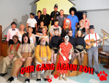 THIS IS THE FULL CAST OF OUR GANG AGAIN - SARA IS IN THE THIRD ROW IN THE RED HAIR AND MASK