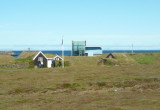 Traditional Icelandic Houses with Vikingaheimar (Viking World) in Background