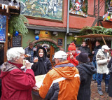 Eating Tarte Flambee and Drinking Gluhwein in Riquewhir, France