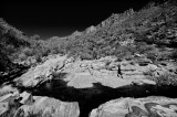 Sabino Canyon rocks  water BW.jpg