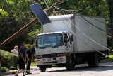Delivery Truck takes down Wires/Pole in residential neighborhood