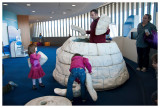 Helping build an igloo