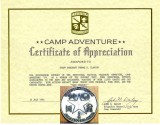Recognized for as ROTC trainer at Camp Adventure 93