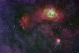 Lagoon and Trifid Nebula in Tri-Colour NB