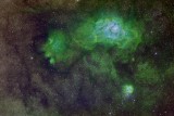 Lagoon & Trifid Hubble Palette