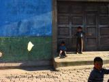 blue and green wall, santa maria de jesus, guatemala