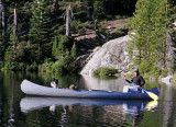 Lisa, Scout, and Chuckie Paddling Faucherie Lake