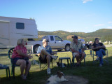 Me, Bill, Jim & Ida (the dogs and our trailer behind)